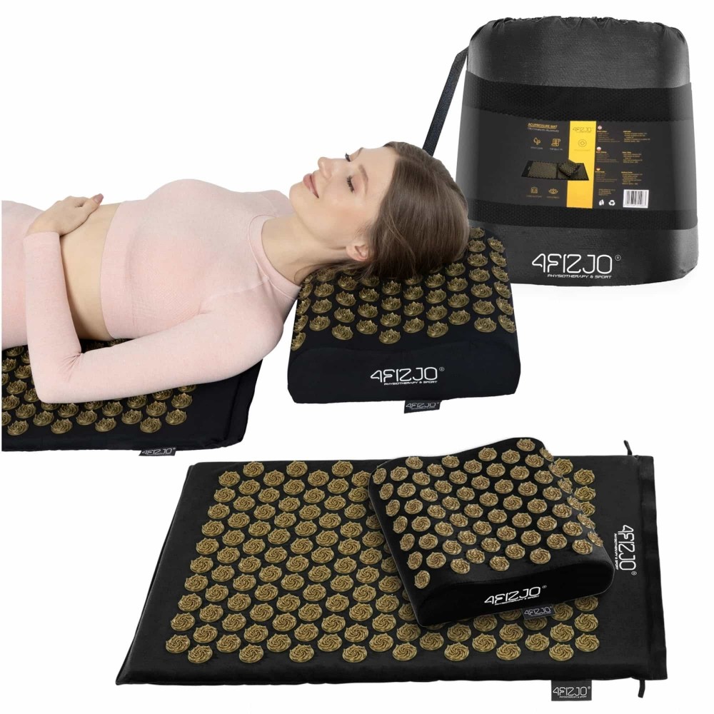 Килимок акупунктурний з подушкою 4FIZJO Ergo Mat Аплікатор Кузнєцова Black/Gold