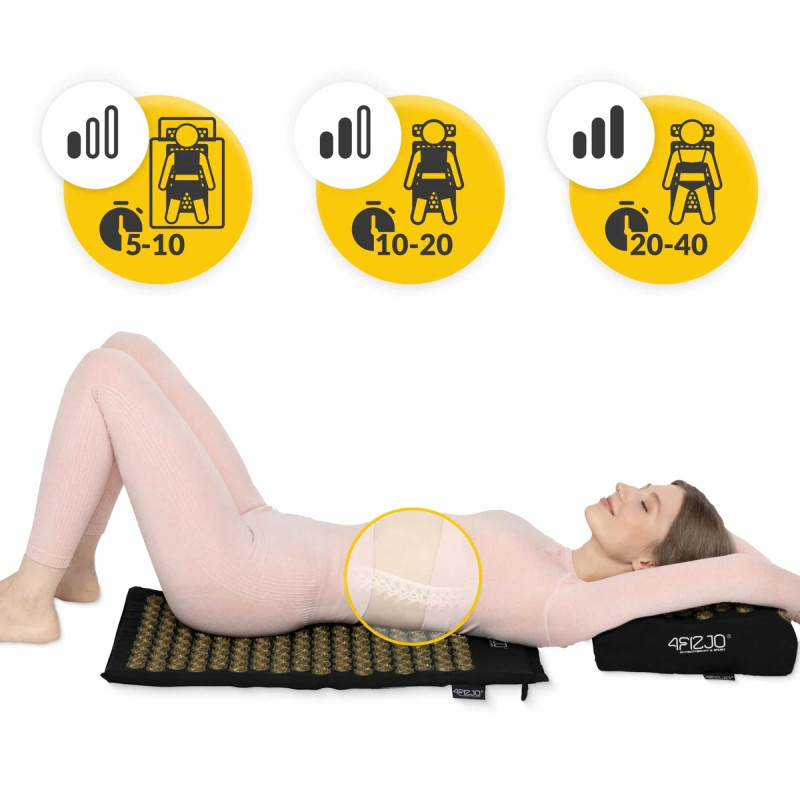 Коврик акупунктурный с подушкой 4FIZJO Ergo Mat Аппликатор Кузнецова Black/Gold (P-5907739313881)