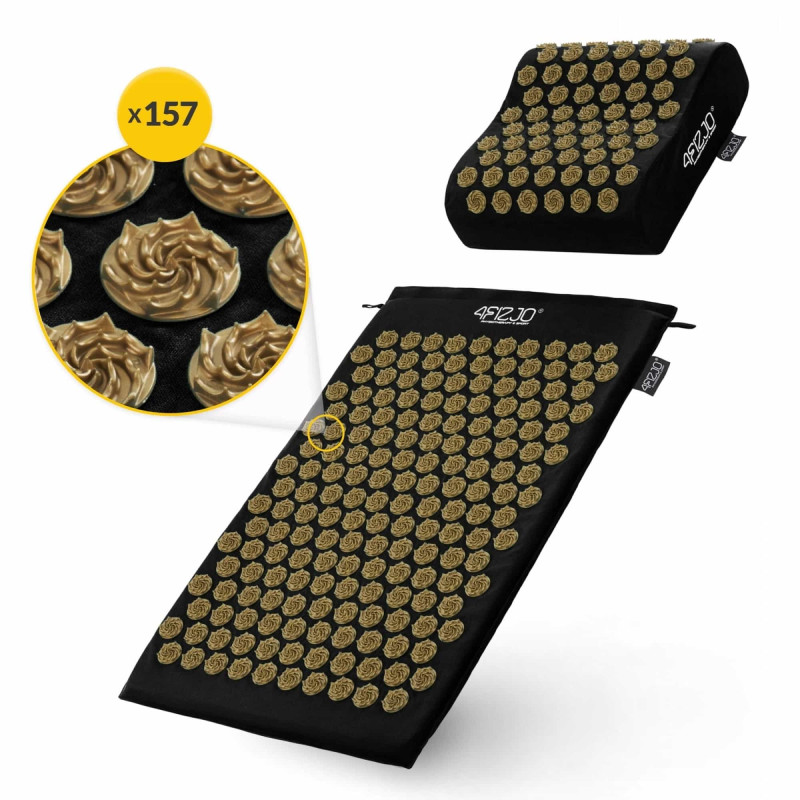 Коврик акупунктурный с подушкой 4FIZJO Ergo Mat Аппликатор Кузнецова Black/Gold (P-5907739313881)