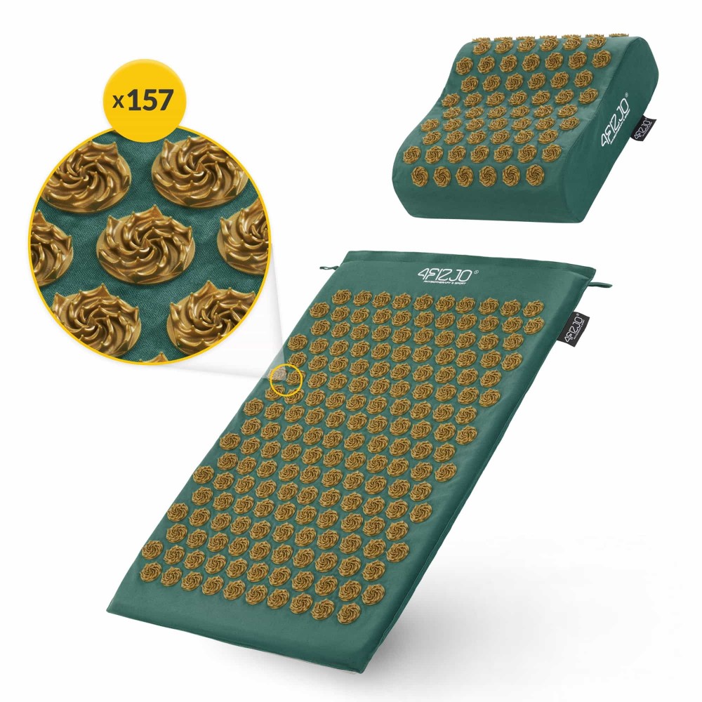 Килимок акупунктурний з подушкою 4FIZJO Ergo Mat Аплікатор Кузнєцова Navy Green/Gold
