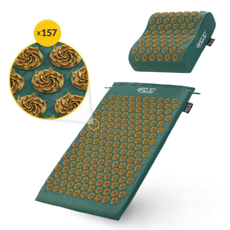 Коврик акупунктурный с подушкой 4FIZJO Ergo Mat Аппликатор Кузнецова Navy Green/Gold (P-5907739315076)
