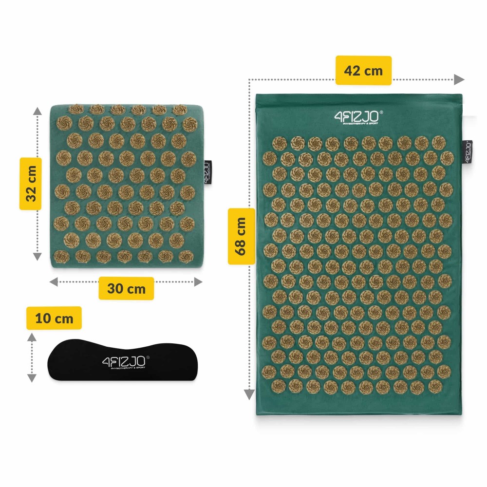 Килимок акупунктурний з подушкою 4FIZJO Ergo Mat Аплікатор Кузнєцова Navy Green/Gold