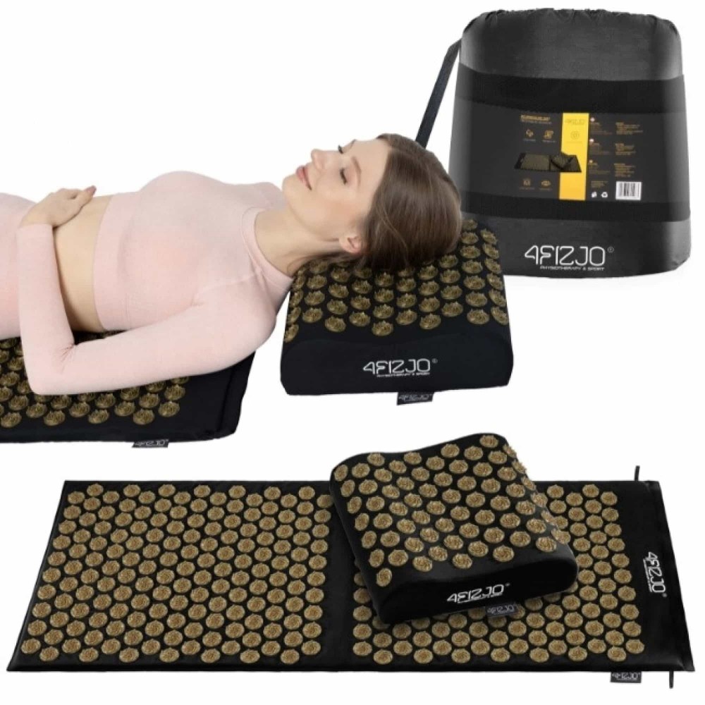 Килимок акупунктурний з подушкою 4FIZJO Ergo Mat XL Аплікатор Кузнєцова Black/Gold