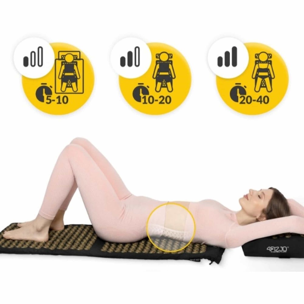 Килимок акупунктурний з подушкою 4FIZJO Ergo Mat XL Аплікатор Кузнєцова Black/Gold