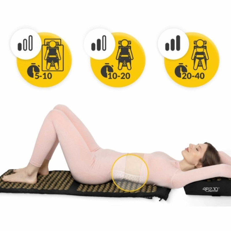 Коврик акупунктурный с подушкой 4FIZJO Ergo Mat XL Аппликатор Кузнецова Black/Gold (P-5907739313843)