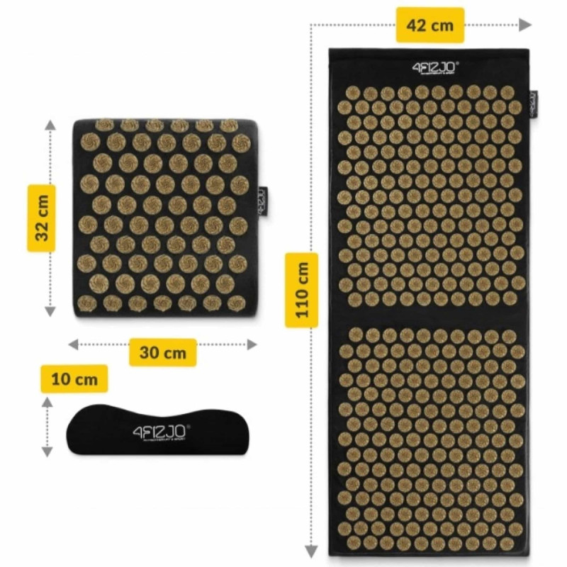 Коврик акупунктурный с подушкой 4FIZJO Ergo Mat XL Аппликатор Кузнецова Black/Gold (P-5907739313843)