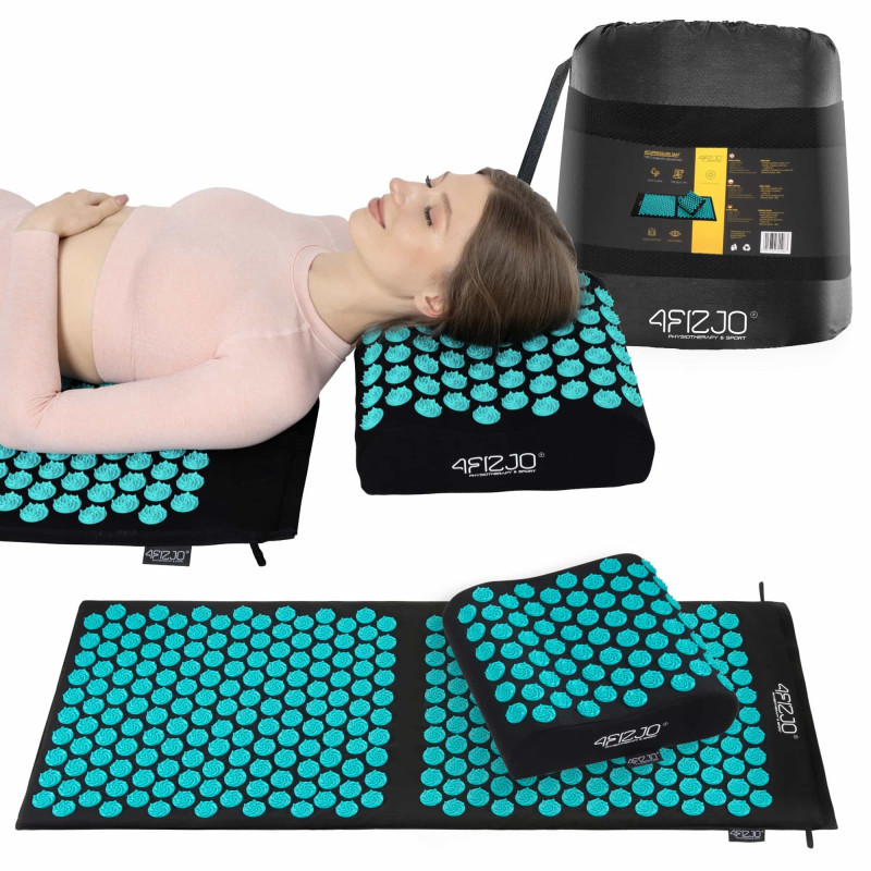 Коврик акупунктурный с подушкой 4FIZJO Ergo Mat XL Аппликатор Кузнецова Black/Blue (P-5907739313874)