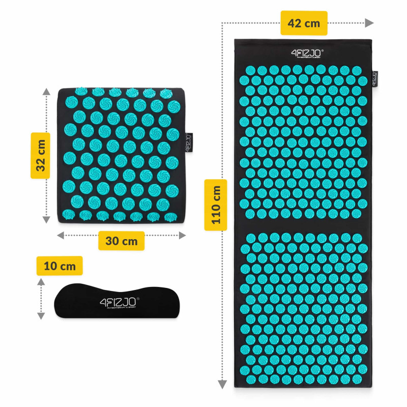 Коврик акупунктурный с подушкой 4FIZJO Ergo Mat XL Аппликатор Кузнецова Black/Blue (P-5907739313874)