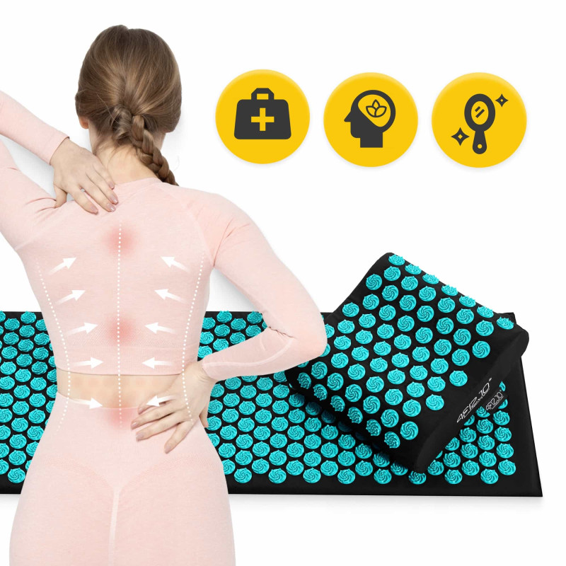 Коврик акупунктурный с подушкой 4FIZJO Ergo Mat XL Аппликатор Кузнецова Black/Blue (P-5907739313874)