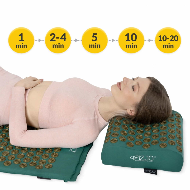 Килимок акупунктурний з подушкою 4FIZJO Ergo Mat XL Аплікатор Кузнєцова Navi Green/Gold