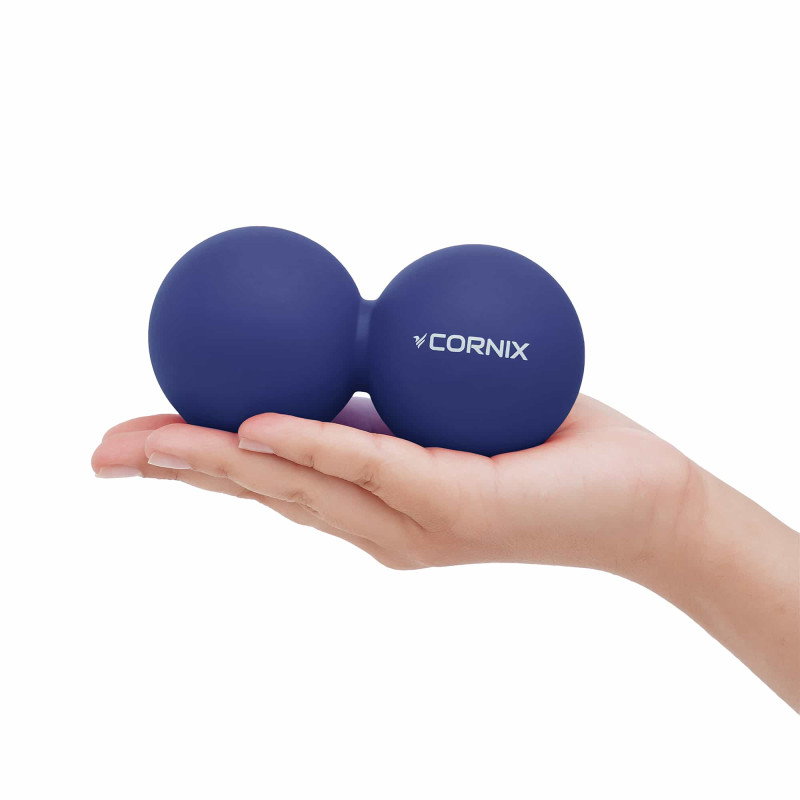 Масажний м'яч Cornix Lacrosse DuoBall 6.3 x 12.6 см синій