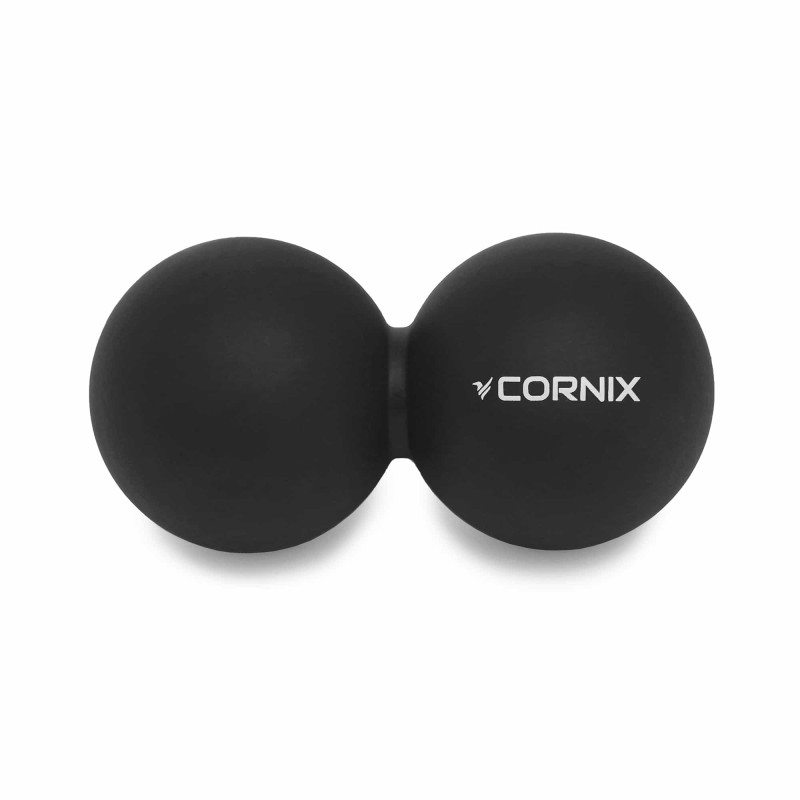 Масажний м'яч Cornix Lacrosse DuoBall 6.3 x 12.6 см чорний