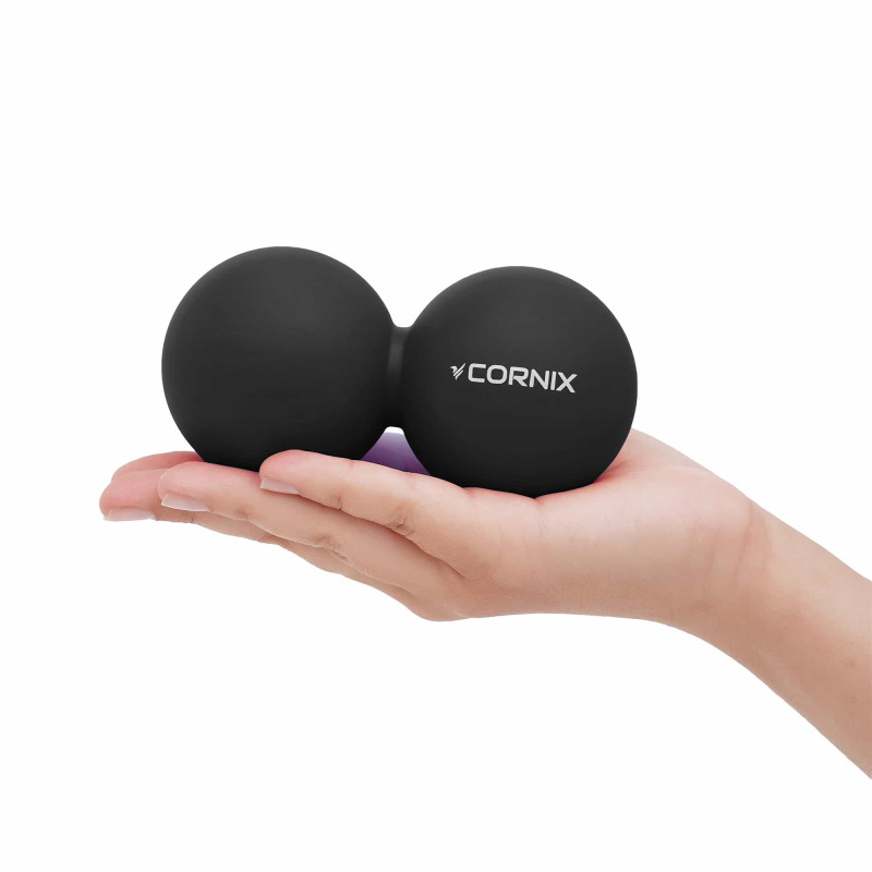 Масажний м'яч Cornix Lacrosse DuoBall 6.3 x 12.6 см чорний