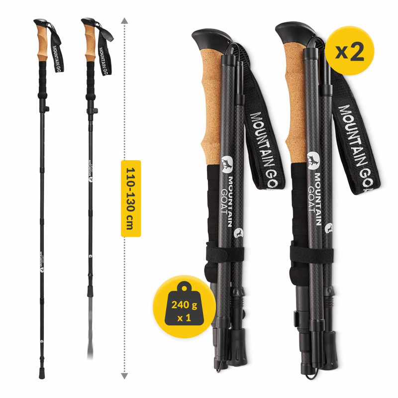 Треккинговые палки Mountain Goat Active 38-130 см Black