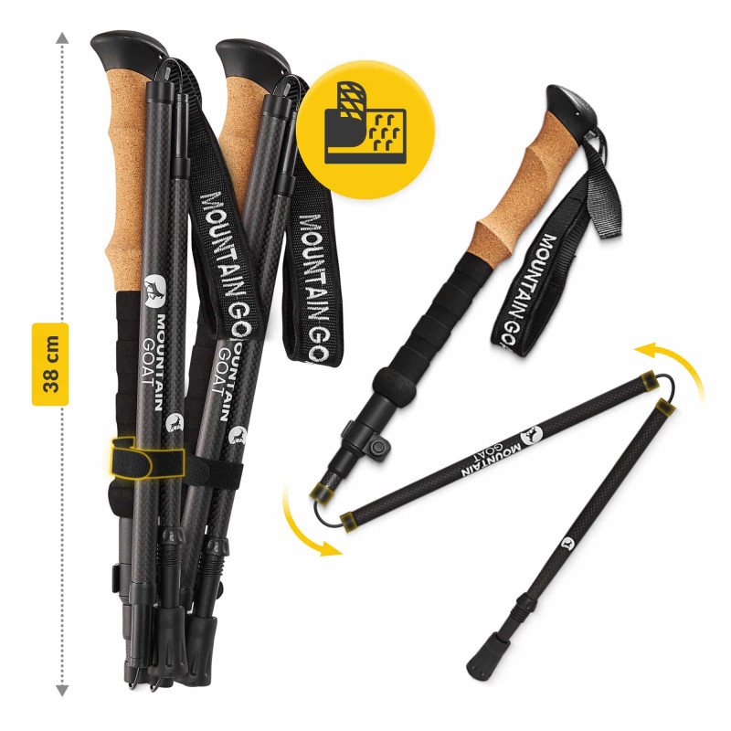Треккинговые палки Mountain Goat Active 38-130 см Black