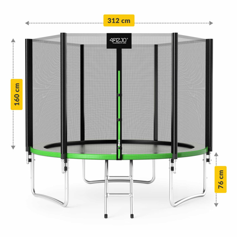 Батут с внутренней сеткой 4FIZJO Classic 10FT 312 см Black/Green (P-5907739314130)