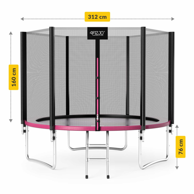 Батут с внутренней сеткой 4FIZJO Classic 10FT 312 см Black/Pink (P-5907739314567)