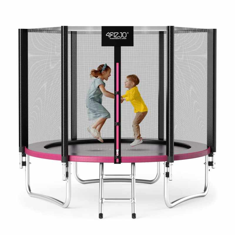 Батут 4FIZJO Classic 252 см Black/Pink із зовнішньою сіткою