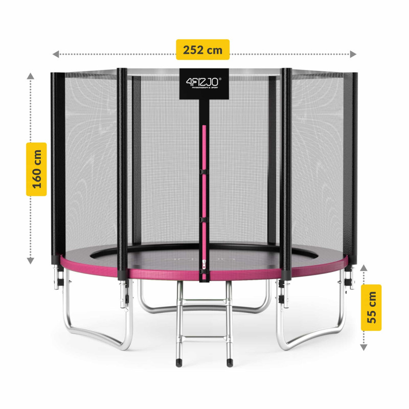 Батут 4FIZJO Classic 252 см Black/Pink із зовнішньою сіткою