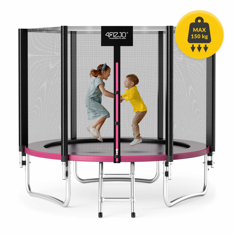 Батут 4FIZJO Classic 252 см Black/Pink із зовнішньою сіткою