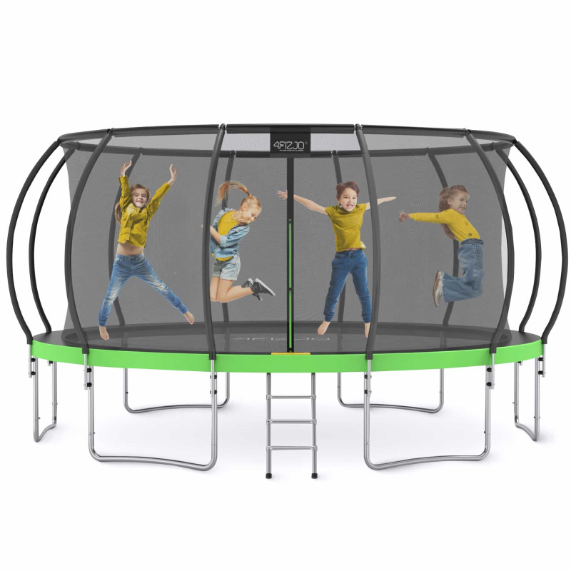 Батут с внутренней сеткой 4FIZJO PRO 16FT 496 см Black/Green (P-5907739319241)