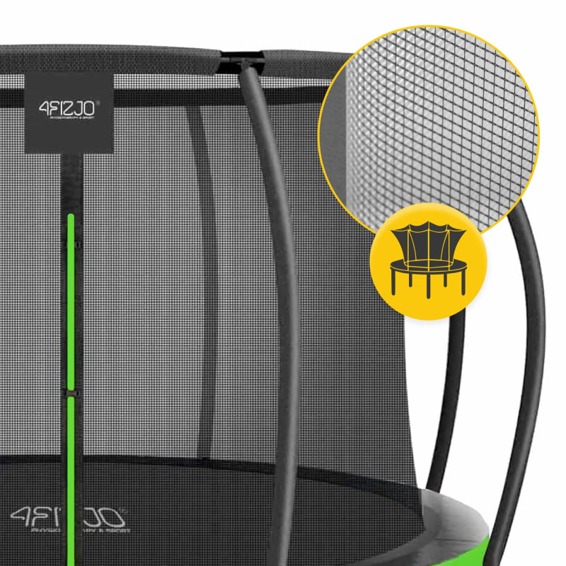 Батут 4FIZJO PRO 374 см Black/Green с внутренней сеткой