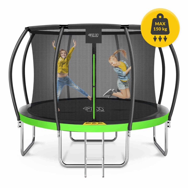 Батут 4FIZJO PRO 374 см Black/Green с внутренней сеткой