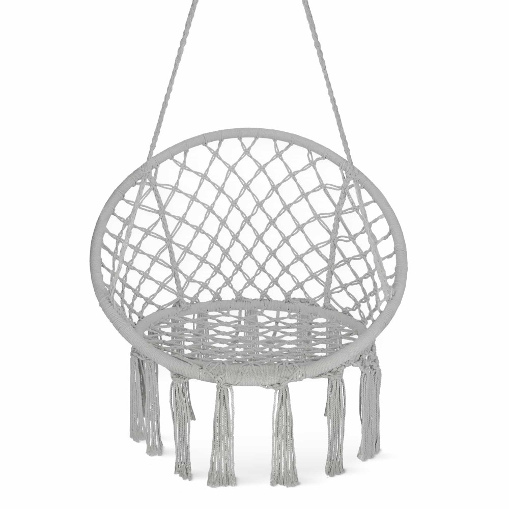 Крісло-гойдалка 4FIZJO Boho Dream 80 см підвісна, плетена Grey (P-5905973404525)