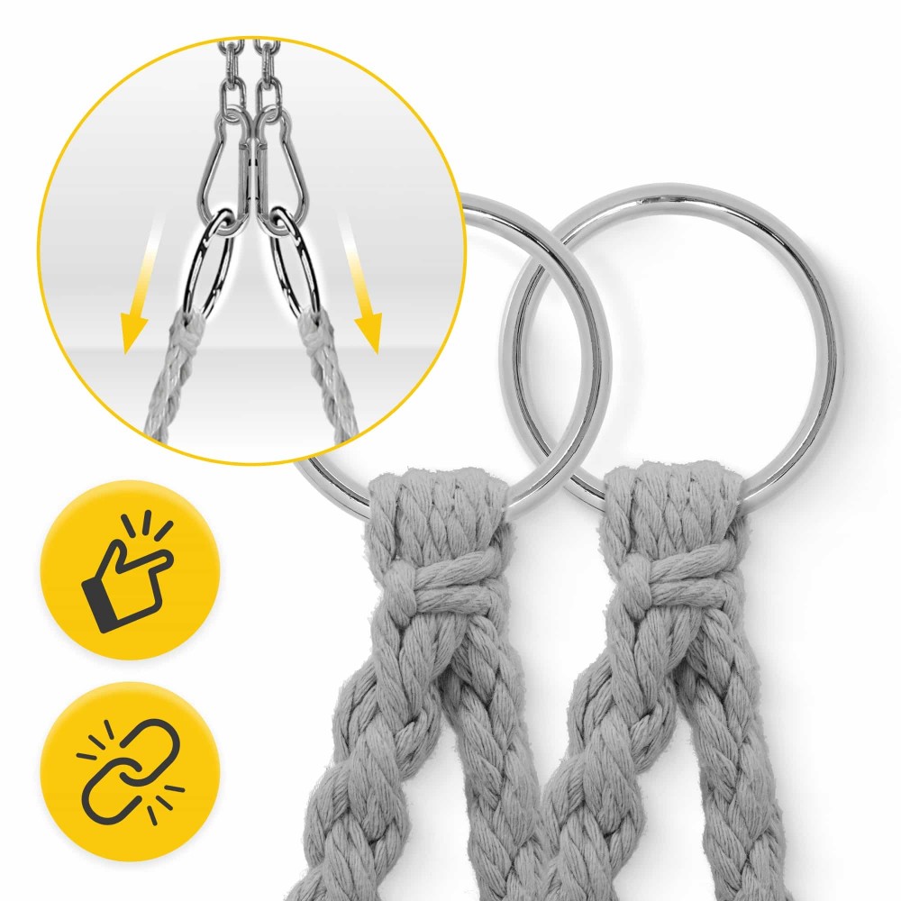 Крісло-гойдалка 4FIZJO Boho Dream 80 см підвісна, плетена Grey (P-5905973404525)