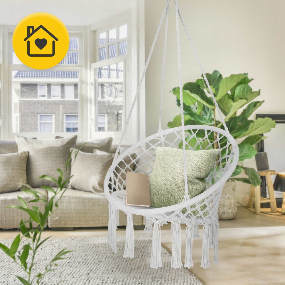 Крісло-гойдалка 4FIZJO Boho Dream 80 см підвісна, плетена Grey (P-5905973404525)