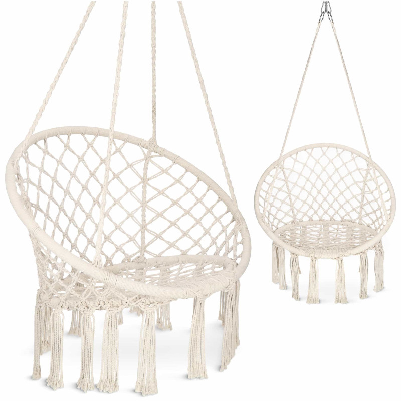Кресло-качалка 4FIZJO Boho Dream 80 см подвесное, плетеное Beige (P-5905973404518)