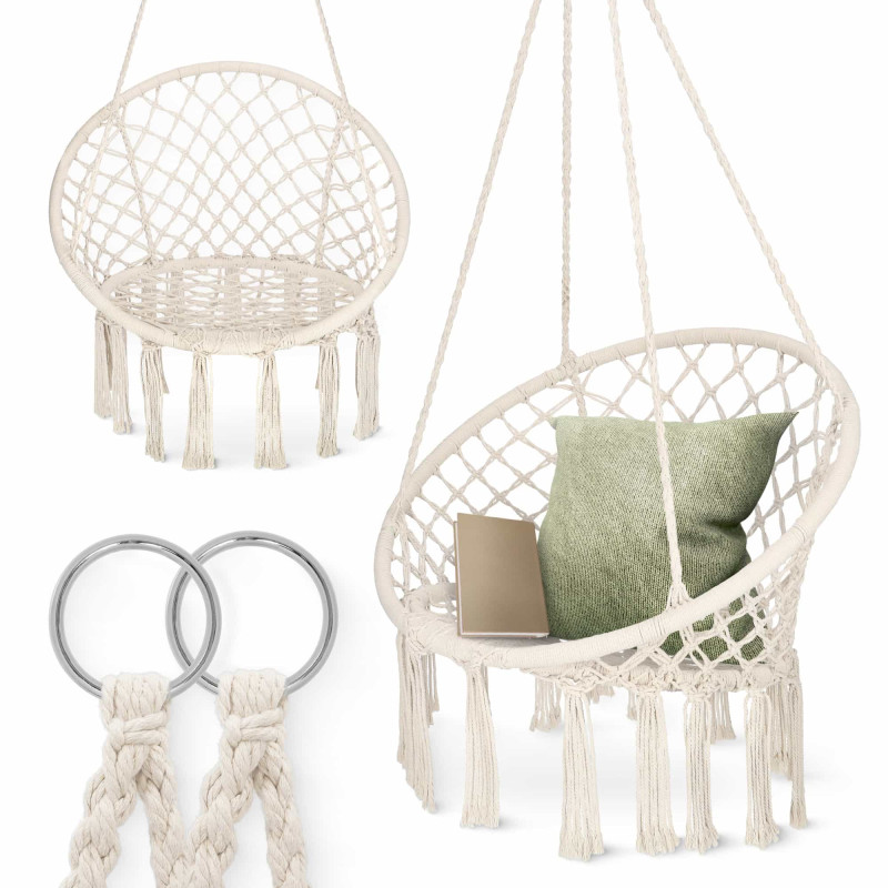 Кресло-качалка 4FIZJO Boho Dream 80 см подвесное, плетеное Beige (P-5905973404518)
