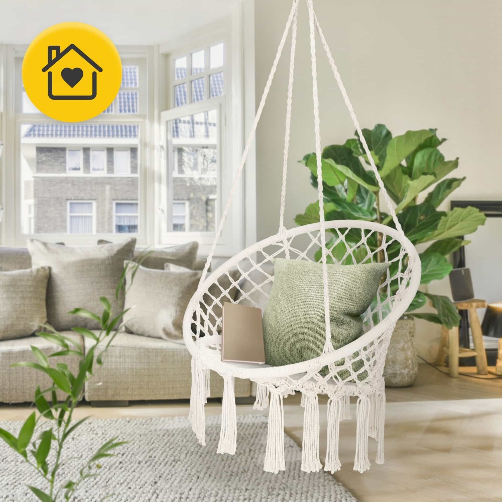 Кресло-качалка 4FIZJO Boho Dream 80 см подвесное, плетеное Beige (P-5905973404518)