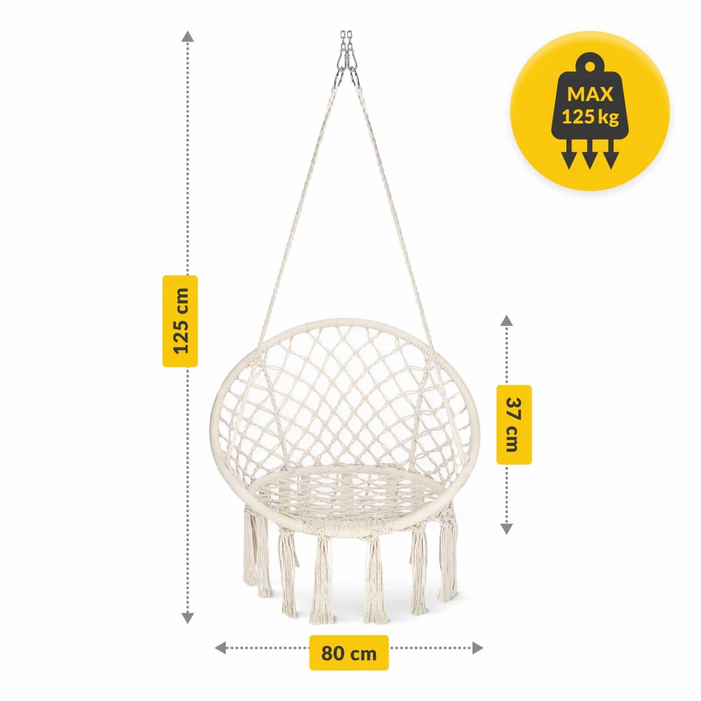 Кресло-качалка 4FIZJO Boho Dream 80 см подвесное, плетеное Beige (P-5905973404518)