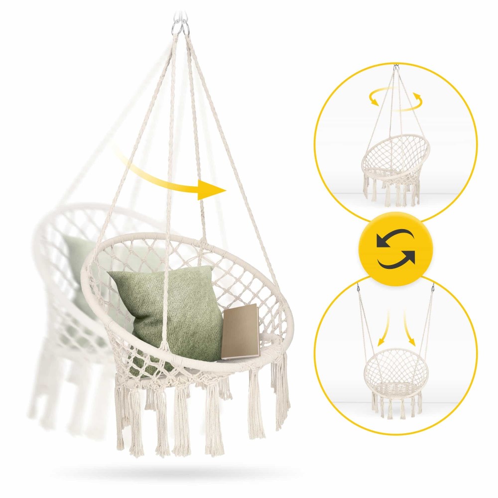 Кресло-качалка 4FIZJO Boho Dream 80 см подвесное, плетеное Beige (P-5905973404518)