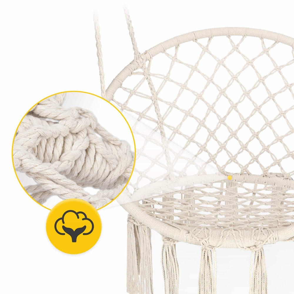 Кресло-качалка 4FIZJO Boho Dream 80 см подвесное, плетеное Beige (P-5905973404518)