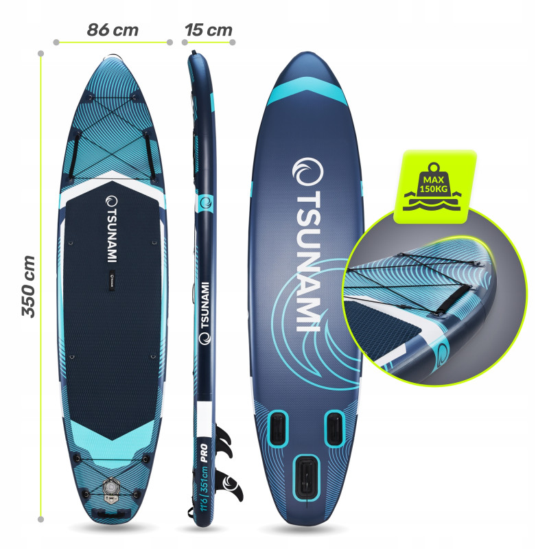 Надувная SUP доска TSUNAMI PRO 350 см с веслом T12 (P-5905973405607)