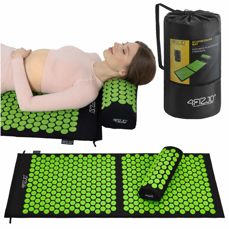 Акупунктурний килимок з напівваликом 4FIZJO 128 x 48 см Black/Green