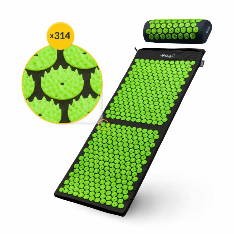 Акупунктурний килимок з напівваликом 4FIZJO 128 x 48 см Black/Green
