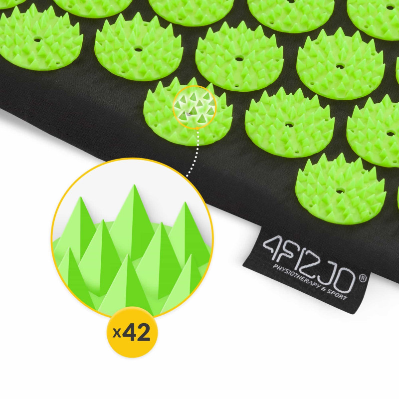 Акупунктурний килимок з напівваликом 4FIZJO 128 x 48 см Black/Green