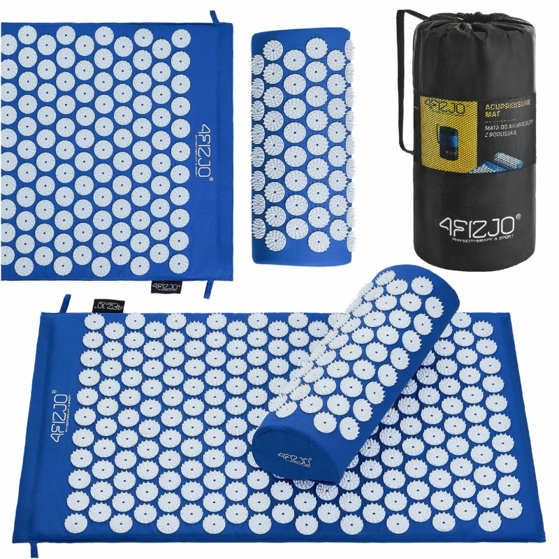 Коврик акупунктурный с валиком 4FIZJO Classic Mat Аппликатор Кузнецова Blue/White