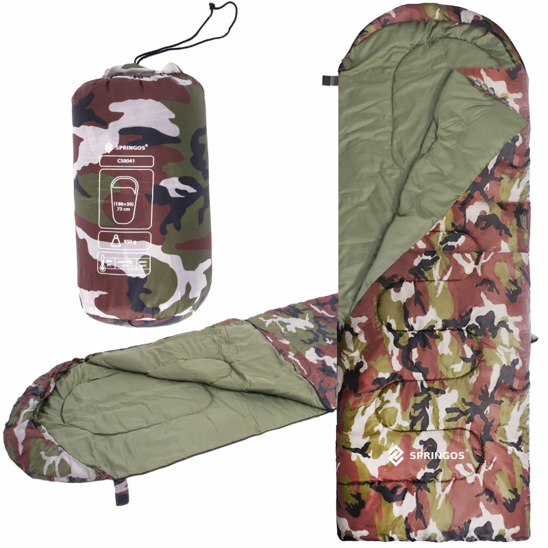 Спальний мішок (спальник) Springos 2 в 1 CS0041 +8 ...+20 °C R Khaki/Green