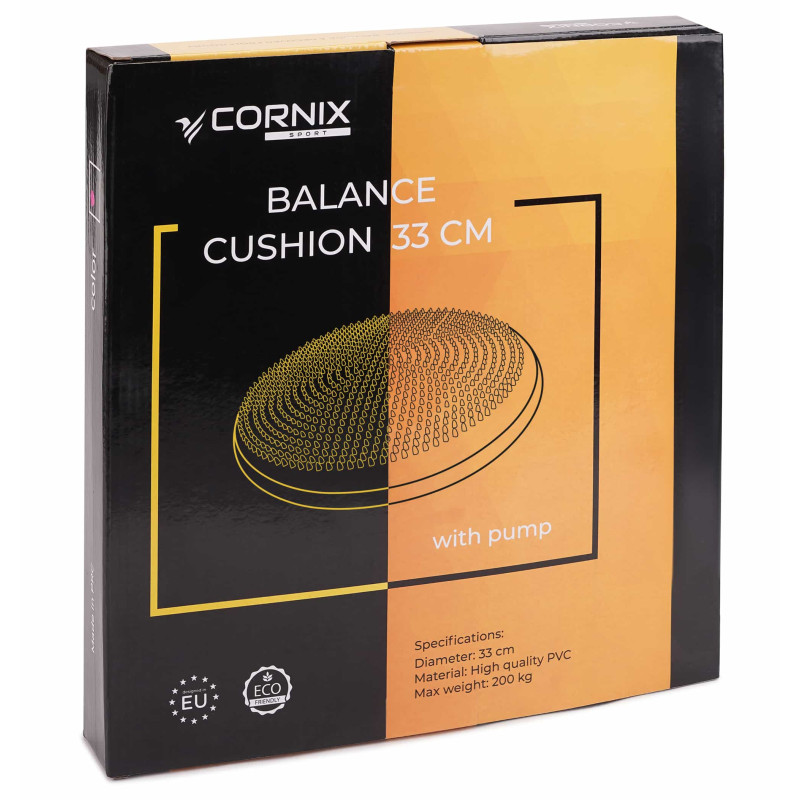 Балансировочная подушка-диск Cornix 33 см (сенсомоторная) массажная XR-0052 Black