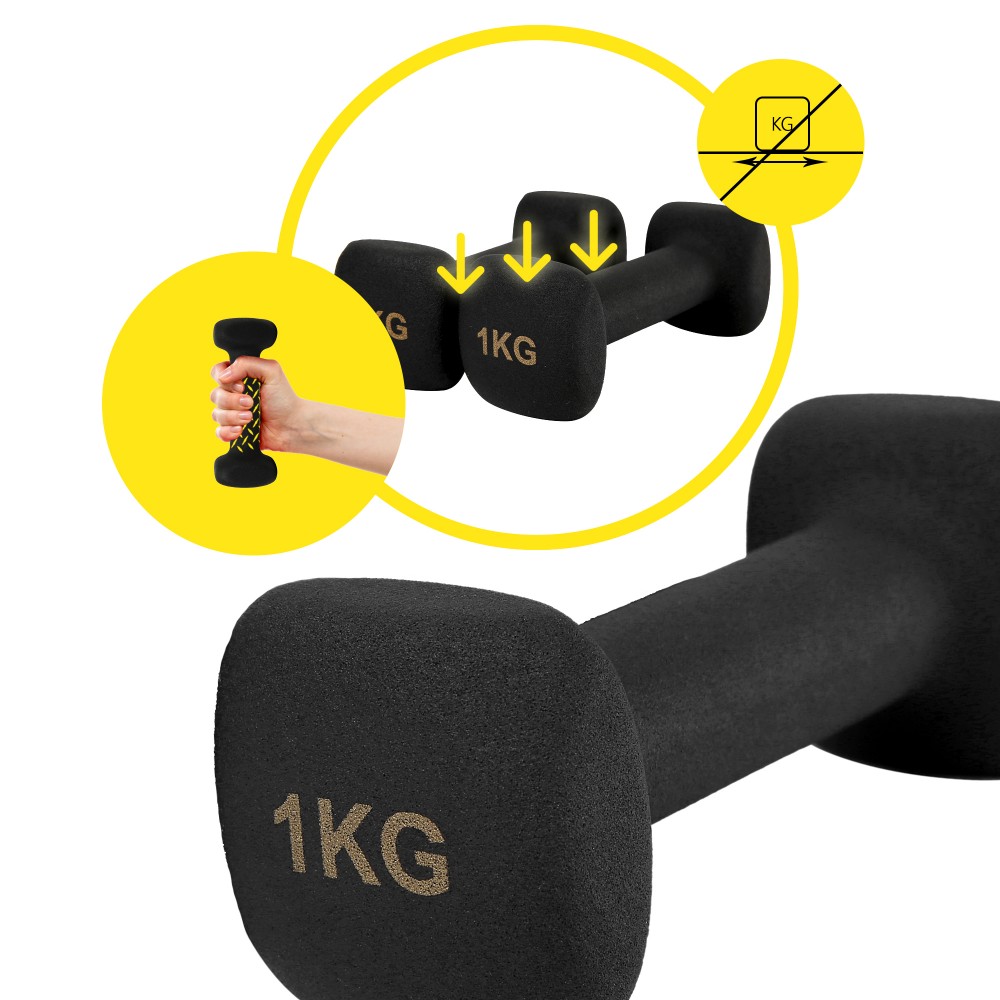 Виниловые гантели Cornix Square 2 x 1 кг XR-0406 Black