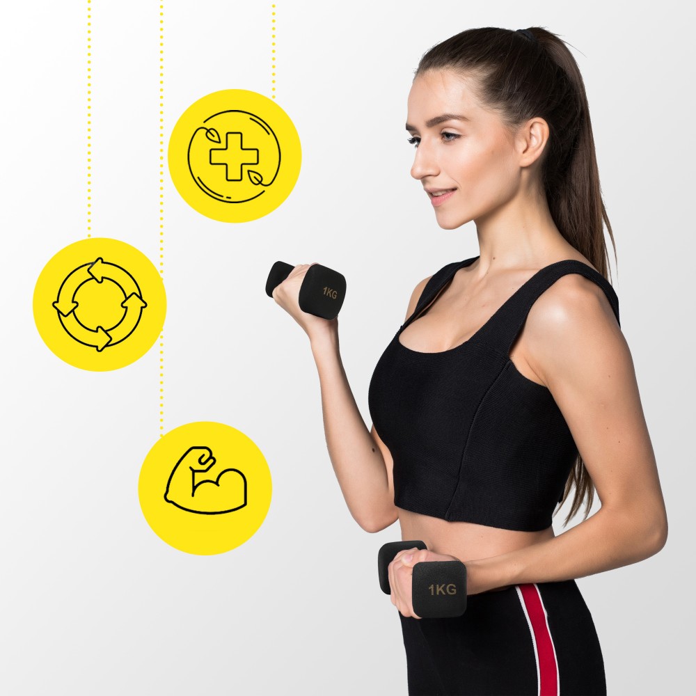 Виниловые гантели Cornix Square 2 x 1 кг XR-0406 Black