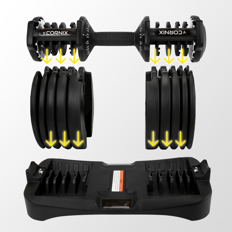 Гантеля з регульованою вагою Cornix 2.5-24 кг XR-0405 Black