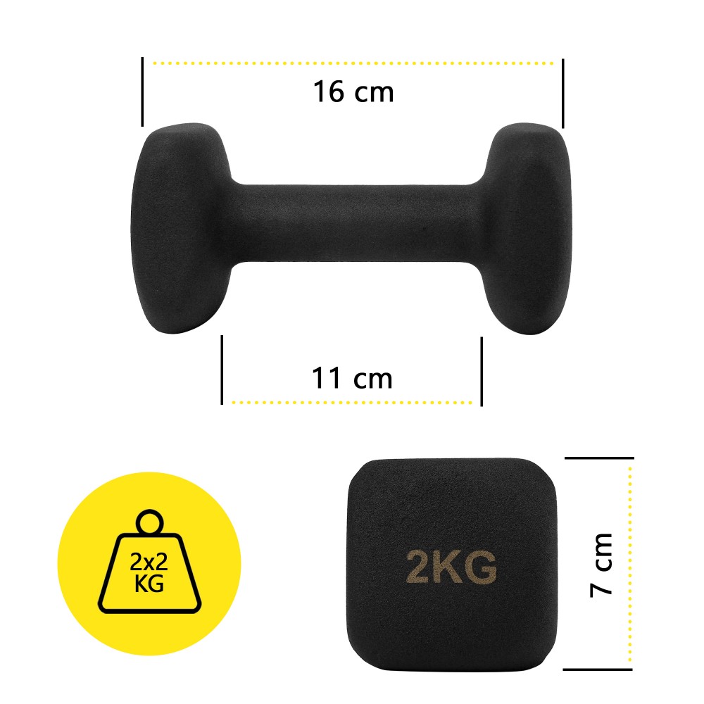 Виниловые гантели Cornix Square 2 x 2 кг XR-0407 Black