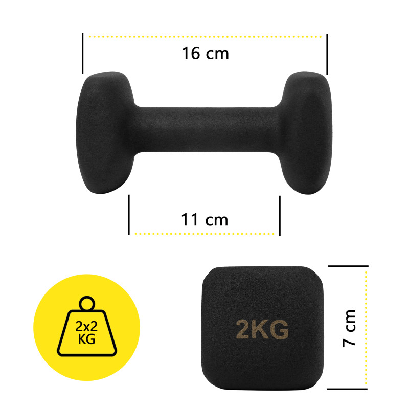 Гантелі вінілові Cornix Square 2 x 2 кг XR-0407 Black