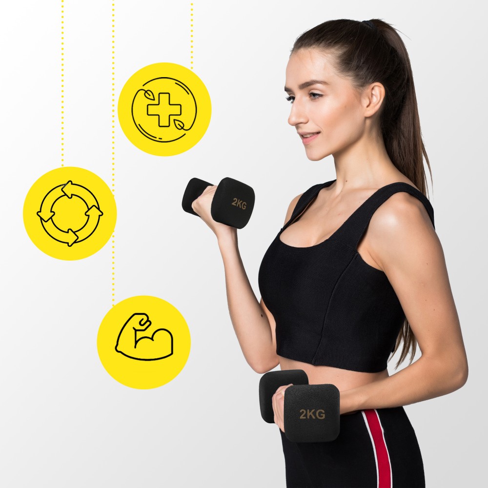 Виниловые гантели Cornix Square 2 x 2 кг XR-0407 Black