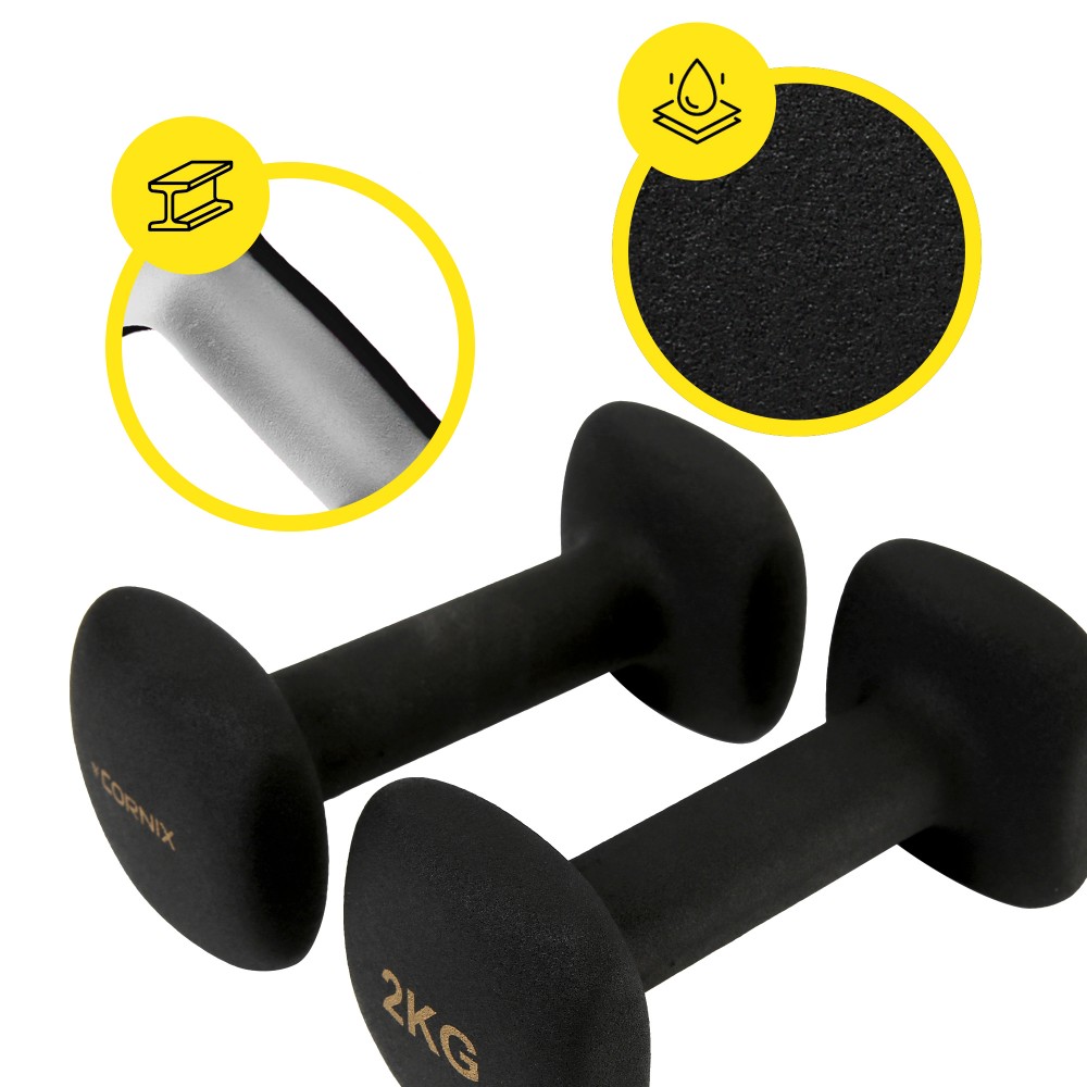 Виниловые гантели Cornix Square 2 x 2 кг XR-0407 Black